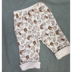 Gymboree Baby Pants Light Blue Monkey Banana Print Elastic Waist 0-3 Months